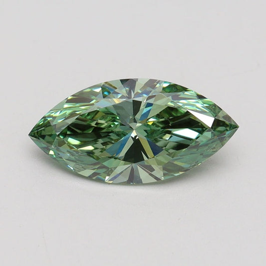 Lab-Grown Marquise Diamond - 1.5 Carats, Fancy Vivid Green Color, VVS2 Clarity - Certified by IGI - Report Number: LG611389018