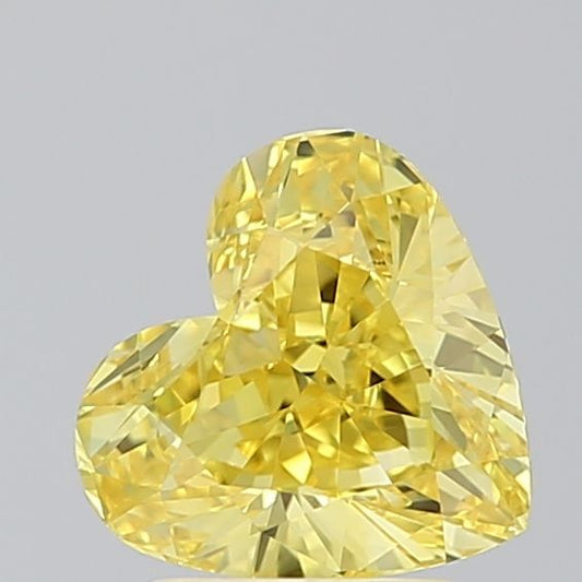 Lab-Grown Heart Diamond - 2.01 Carats, Fancy Vivid Yellow Color, VVS1 Clarity - Certified by IGI - Report Number: LG667455961