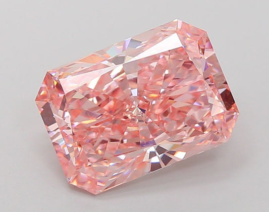 Lab-Grown Radiant Diamond - 5.06 Carats, Fancy Vivid Pink Color, VVS2 Clarity - Certified by IGI - Report Number: LG681572996