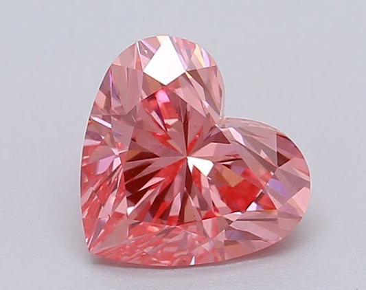 Lab-Grown Heart Diamond - 1.01 Carats, Fancy Vivid Pink Color, VS2 Clarity - Certified by IGI - Report Number: LG615367027