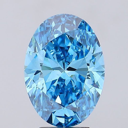Lab-Grown Oval Diamond - 5.03 Carats, Fancy Vivid Blue Color, VS2 Clarity - Certified by IGI - Report Number: LG683566317