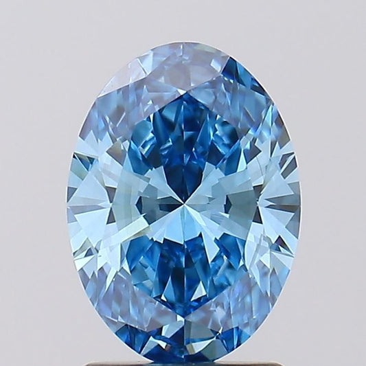 Lab-Grown Oval Diamond - 1.52 Carats, Fancy Vivid Blue Color, VS1 Clarity - Certified by IGI - Report Number: LG598327035