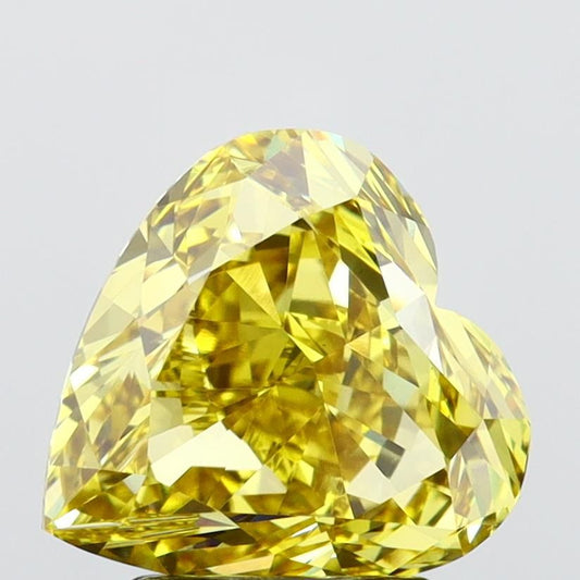Lab-Grown Heart Diamond - 4.05 Carats, Fancy Vivid Yellow Color, VS1 Clarity - Certified by IGI - Report Number: LG652458332