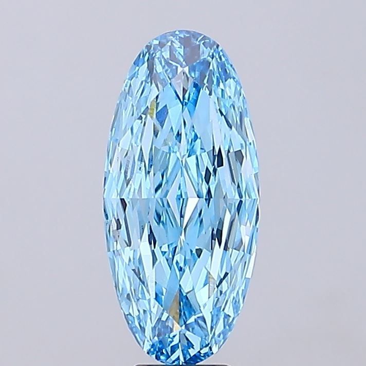Lab-Grown Oval Diamond - 7.06 Carats, Fancy Vivid Blue Color, VVS2 Clarity - Certified by IGI - Report Number: LG689536023