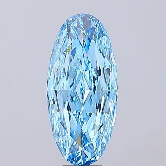 Lab-Grown Oval Diamond - 7.06 Carats, Fancy Vivid Blue Color, VVS2 Clarity - Certified by IGI - Report Number: LG689536023