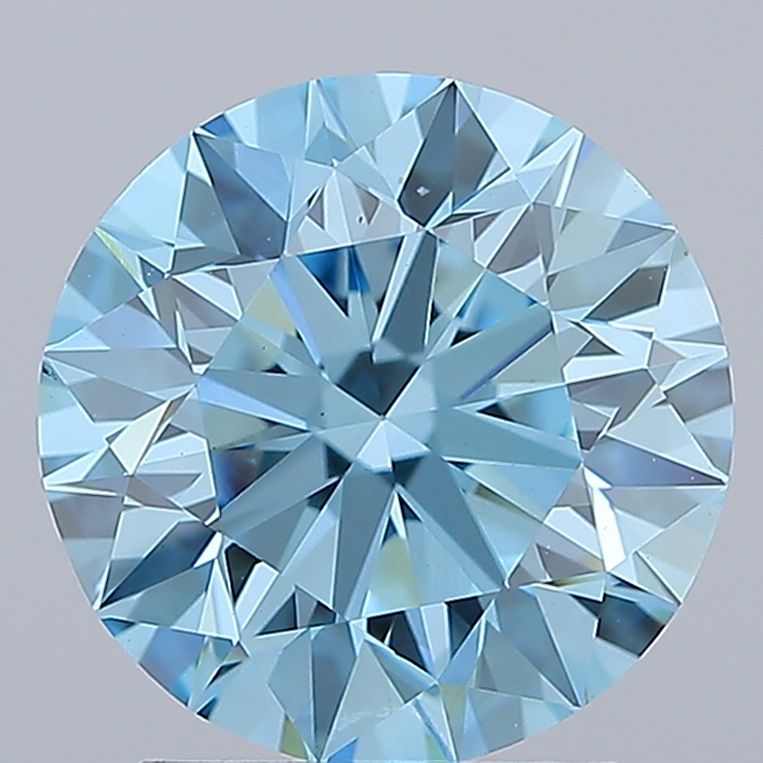 Lab-Grown Round Diamond - 2.5 Carats, Fancy Vivid Blue Color, VS1 Clarity - Certified by IGI - Report Number: LG659409101