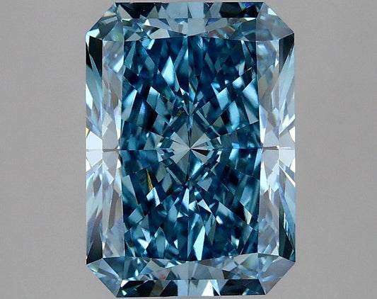 Lab-Grown Radiant Diamond - 3.06 Carats, Fancy Vivid Blue Color, VS1 Clarity - Certified by IGI - Report Number: LG635470093