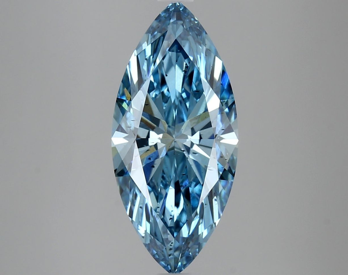 Lab-Grown Marquise Diamond - 3.06 Carats, Fancy Vivid Blue Color, SI1 Clarity - Certified by IGI - Report Number: LG634441473