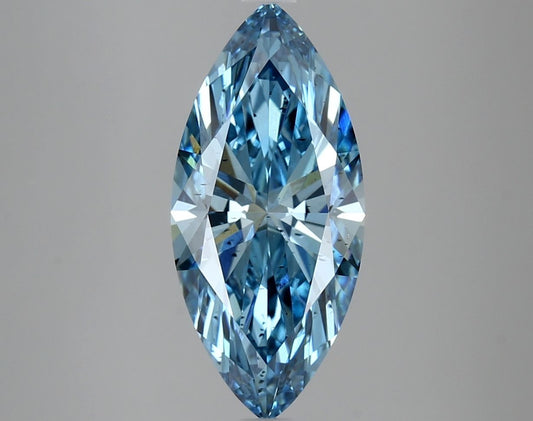 Lab-Grown Marquise Diamond - 3.06 Carats, Fancy Vivid Blue Color, SI1 Clarity - Certified by IGI - Report Number: LG634441473