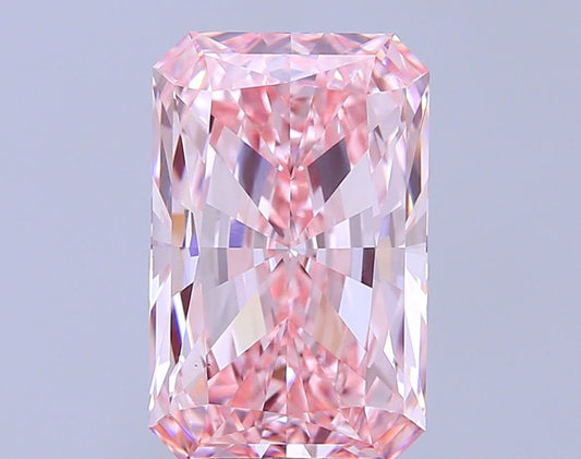 Lab-Grown Radiant Diamond - 5.09 Carats, Fancy Vivid Pink Color, VS1 Clarity - Certified by IGI - Report Number: LG689542125
