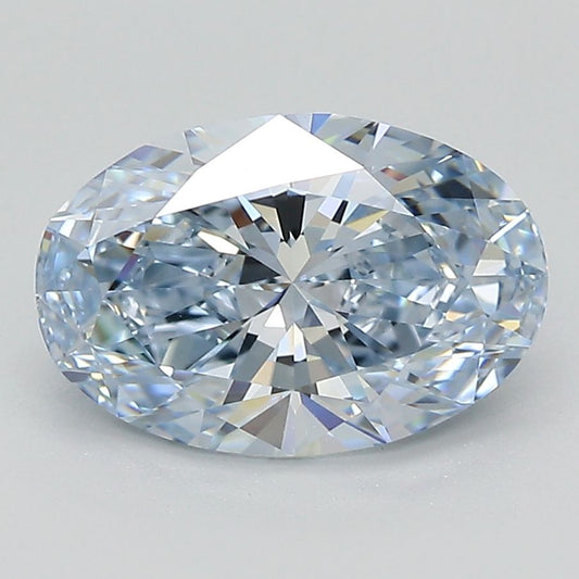 Lab-Grown Oval Diamond - 2.54 Carats, Fancy Blue Color, VVS2 Clarity - Certified by IGI - Report Number: LG675556347