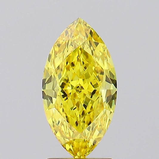 Lab-Grown Marquise Diamond - 2.45 Carats, Fancy Vivid Yellow Color, VS1 Clarity - Certified by IGI - Report Number: LG519260326