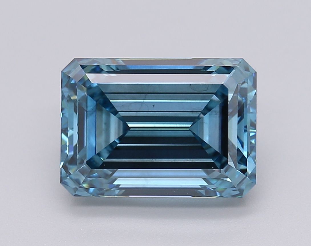 Lab-Grown Emerald Diamond - 3.09 Carats, Fancy Vivid Blue Color, VS2 Clarity - Certified by IGI - Report Number: LG608377057