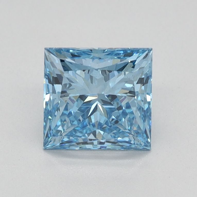 Lab-Grown Princess Diamond - 0.83 Carats, Fancy Vivid Blue Color, VS2 Clarity - Certified by IGI - Report Number: LG584358233
