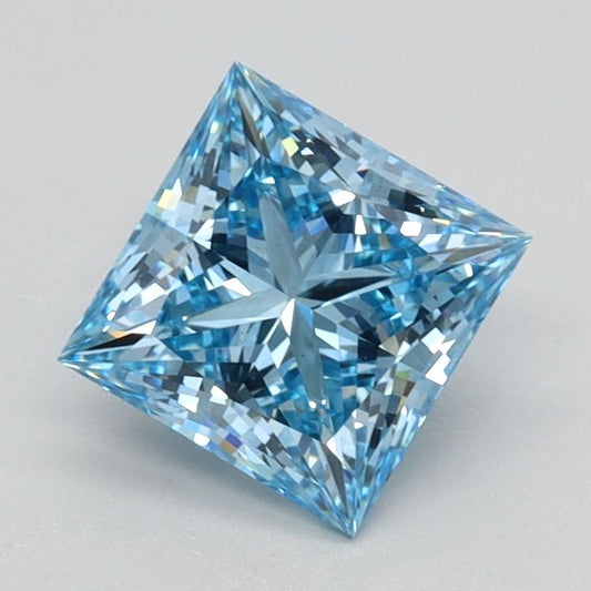 Lab-Grown Princess Diamond - 1.1 Carats, Fancy Vivid Blue Color, VS2 Clarity - Certified by IGI - Report Number: LG620424110