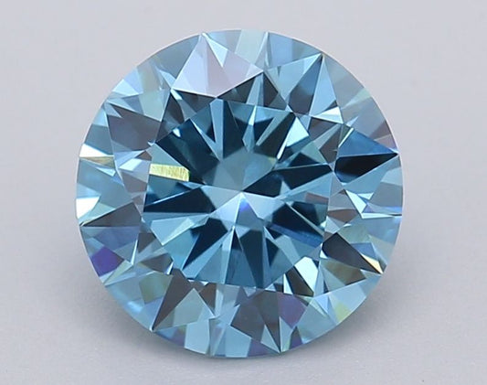 Lab-Grown Round Diamond - 1.53 Carats, Fancy Vivid Blue Color, VVS2 Clarity - Certified by IGI - Report Number: LG615361355