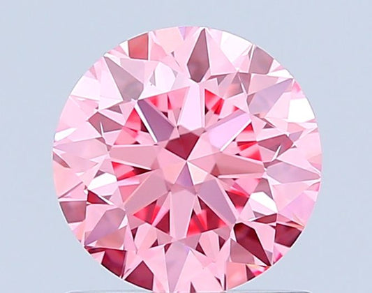 Lab-Grown Round Diamond - 1.0 Carats, Fancy Vivid Pink Color, VVS2 Clarity - Certified by IGI - Report Number: LG678549530