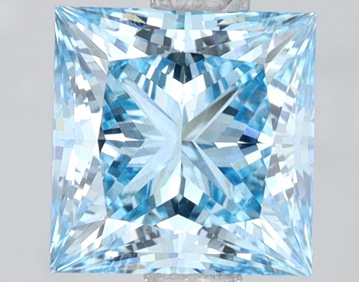 Lab-Grown Princess Diamond - 1.62 Carats, Fancy Vivid Blue Color, VS2 Clarity - Certified by IGI - Report Number: 625412923