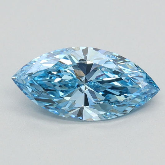 Lab-Grown Marquise Diamond - 0.81 Carats, Fancy Vivid Blue Color, VS1 Clarity - Certified by IGI - Report Number: LG626424675