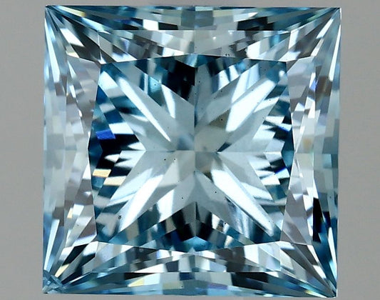 Lab-Grown Princess Diamond - 2.17 Carats, Fancy Vivid Blue Color, VS2 Clarity - Certified by IGI - Report Number: LG634426777