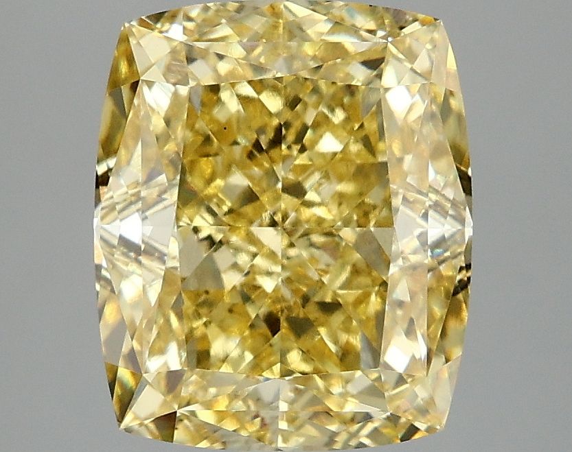 Lab-Grown Cushion Diamond - 4.1 Carats, Fancy Intense Yellow Color, VS1 Clarity - Certified by IGI - Report Number: LG675566501