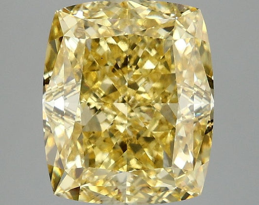 Lab-Grown Cushion Diamond - 4.1 Carats, Fancy Intense Yellow Color, VS1 Clarity - Certified by IGI - Report Number: LG675566501
