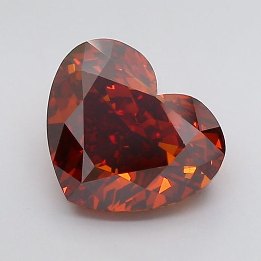 Lab-Grown Heart Diamond - 3.51 Carats, Fancy Deep Orange Color, VS1 Clarity - Certified by IGI - Report Number: LG642450168