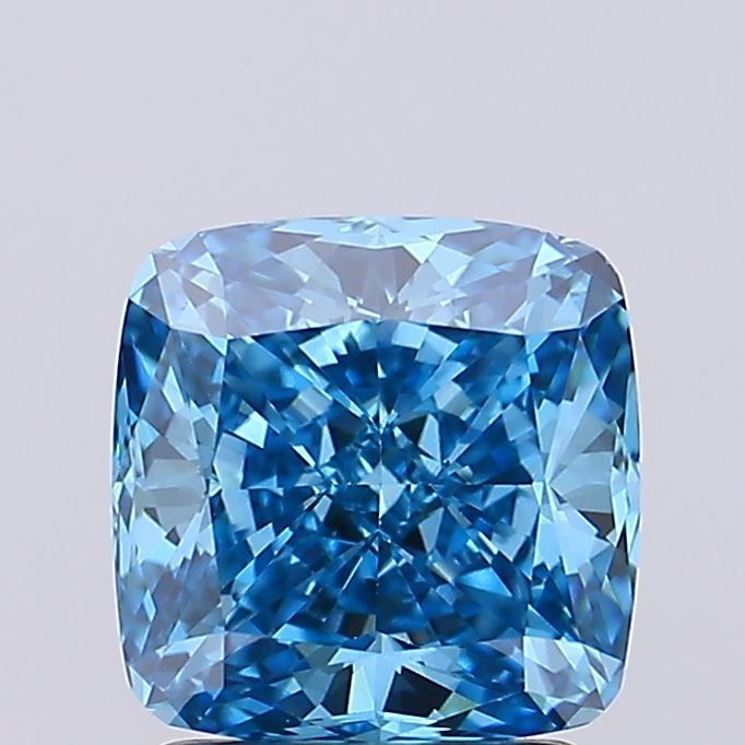 Lab-Grown Cushion Diamond - 2.05 Carats, Fancy Vivid Blue Color, VVS2 Clarity - Certified by IGI - Report Number: LG679514046