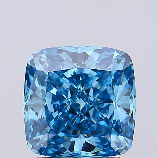Lab-Grown Cushion Diamond - 2.05 Carats, Fancy Vivid Blue Color, VVS2 Clarity - Certified by IGI - Report Number: LG679514046
