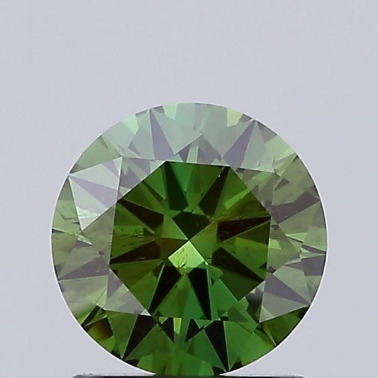 Lab-Grown Round Diamond - 0.96 Carats, Fancy Deep Green Color, SI2 Clarity - Certified by IGI - Report Number: LG692583259