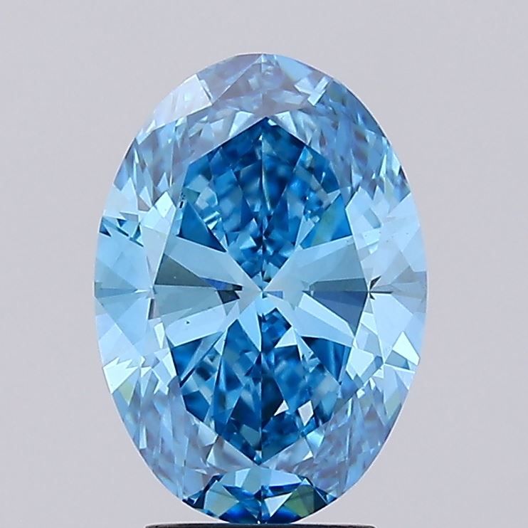 Lab-Grown Oval Diamond - 4.01 Carats, Fancy Vivid Blue Color, VS1 Clarity - Certified by IGI - Report Number: LG675594053