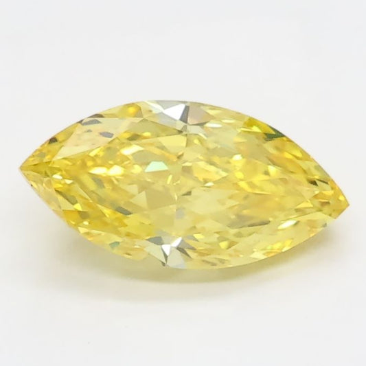 Lab-Grown Marquise Diamond - 0.81 Carats, Fancy Vivid Yellow Color, VVS2 Clarity - Certified by IGI - Report Number: LG662404488