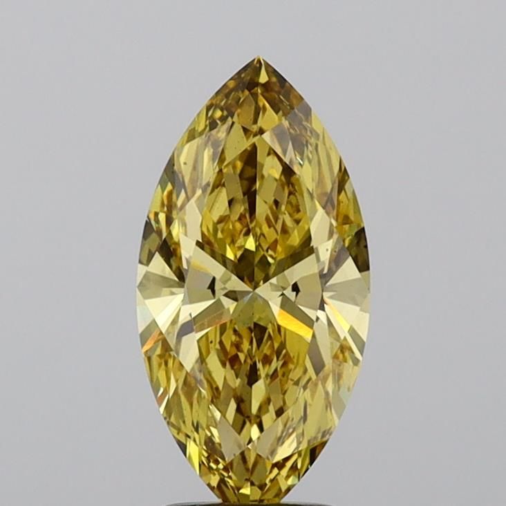 Lab-Grown Marquise Diamond - 2.51 Carats, Fancy Intense Yellow Color, VS1 Clarity - Certified by IGI - Report Number: LG643428805