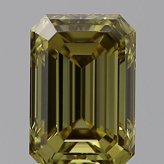 Lab-Grown Emerald Diamond - 0.95 Carats, Fancy Yellow Color, VS1 Clarity - Certified by IGI - Report Number: LG595381035