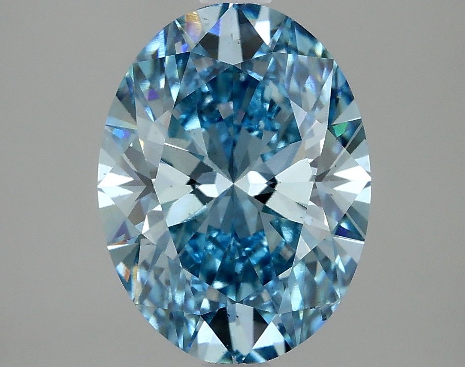 Lab-Grown Oval Diamond - 2.98 Carats, Fancy Vivid Blue Color, VS2 Clarity - Certified by IGI - Report Number: LG636431205