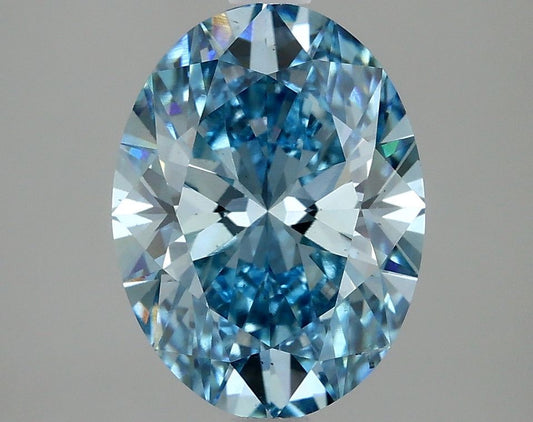 Lab-Grown Oval Diamond - 2.98 Carats, Fancy Vivid Blue Color, VS2 Clarity - Certified by IGI - Report Number: LG636431205