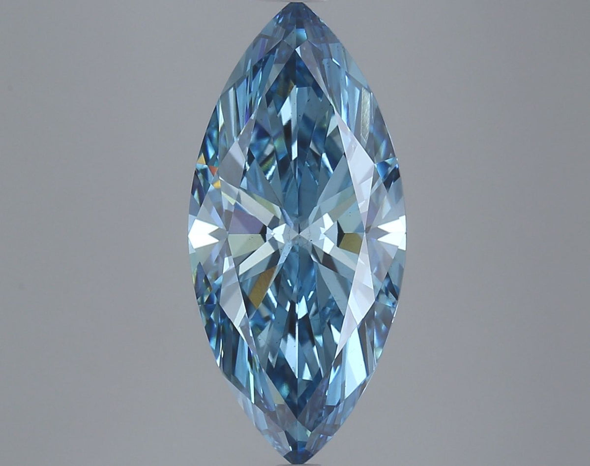 Lab-Grown Marquise Diamond - 4.17 Carats, Fancy Vivid Blue Color, VS2 Clarity - Certified by IGI - Report Number: LG625410182