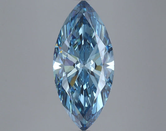 Lab-Grown Marquise Diamond - 4.17 Carats, Fancy Vivid Blue Color, VS2 Clarity - Certified by IGI - Report Number: LG625410182
