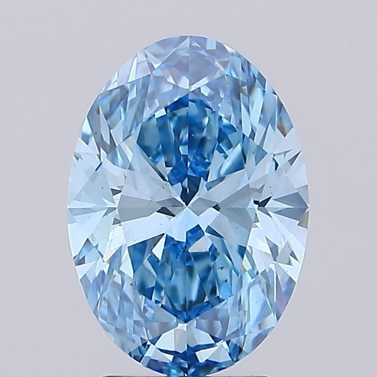 Lab-Grown Oval Diamond - 3.0 Carats, Fancy Vivid Blue Color, VS2 Clarity - Certified by IGI - Report Number: LG626411909