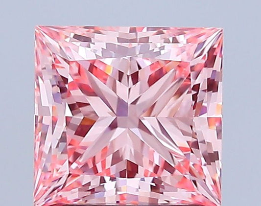 Lab-Grown Princess Diamond - 3.01 Carats, Fancy Vivid Pink Color, VS1 Clarity - Certified by IGI - Report Number: LG684508786