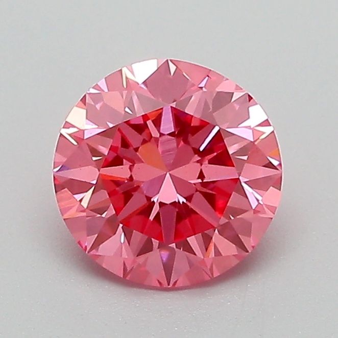 Lab-Grown Round Diamond - 0.97 Carats, Fancy Vivid Pink Color, VS1 Clarity - Certified by IGI - Report Number: LG689547081