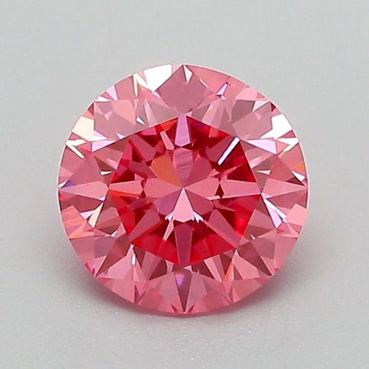 Lab-Grown Round Diamond - 0.97 Carats, Fancy Vivid Pink Color, VS1 Clarity - Certified by IGI - Report Number: LG689547081