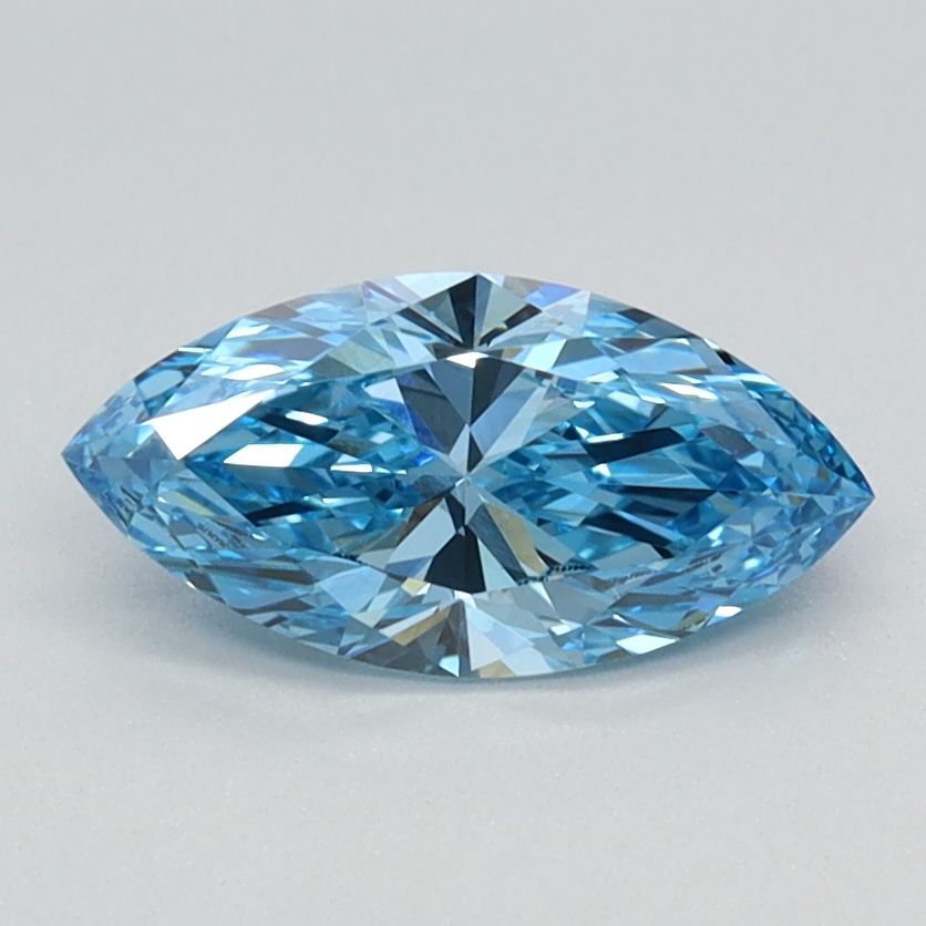 Lab-Grown Marquise Diamond - 0.71 Carats, Fancy Vivid Blue Color, VVS2 Clarity - Certified by IGI - Report Number: LG626424715