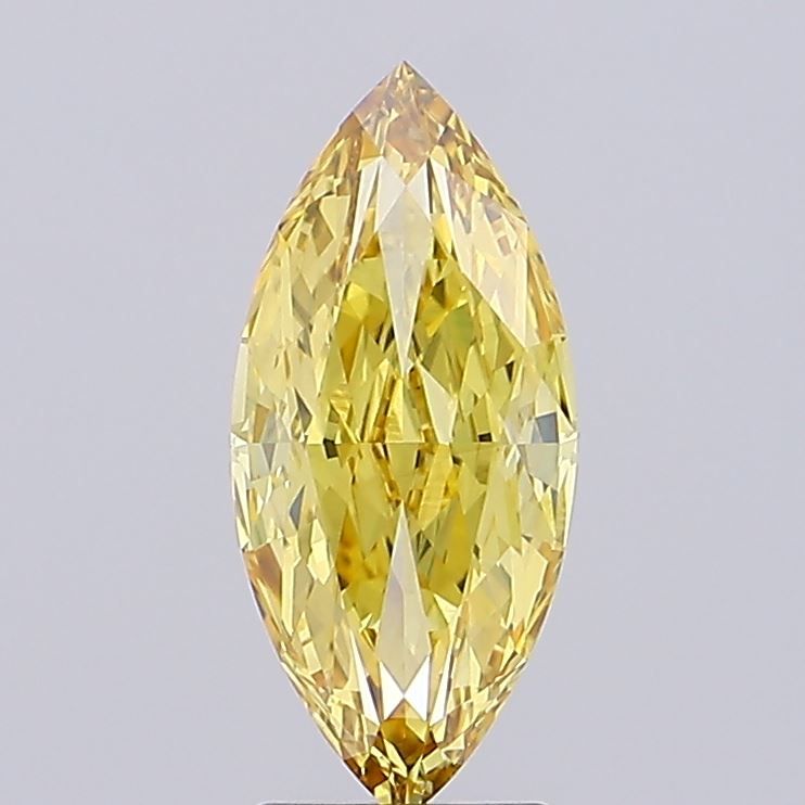 Lab-Grown Marquise Diamond - 2.71 Carats, Fancy Vivid Yellow Color, VS1 Clarity - Certified by IGI - Report Number: LG670484799