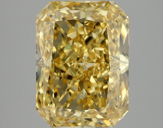 Lab-Grown Radiant Diamond - 4.04 Carats, Fancy Vivid Yellow Color, VVS2 Clarity - Certified by IGI - Report Number: LG663405831