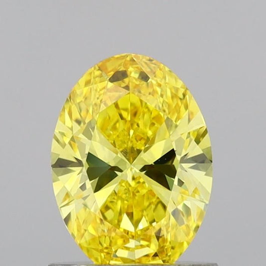 Lab-Grown Oval Diamond - 1.0 Carats, Fancy Vivid Yellow Color, VS1 Clarity - Certified by IGI - Report Number: LG691539994