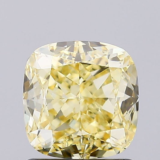 Lab-Grown Cushion Diamond - 1.5 Carats, Fancy Intense Yellow Color, VVS2 Clarity - Certified by IGI - Report Number: LG656482063