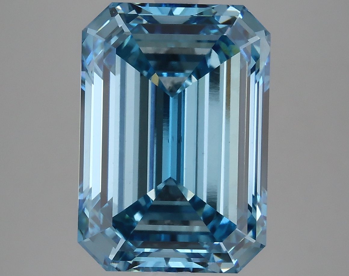 Lab-Grown Emerald Diamond - 6.86 Carats, Fancy Vivid Blue Color, VS2 Clarity - Certified by IGI - Report Number: LG633424087