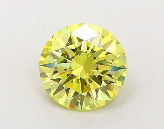 Lab-Grown Round Diamond - 1.5 Carats, Fancy Intense Yellow Color, VS1 Clarity - Certified by IGI - Report Number: LG651495264