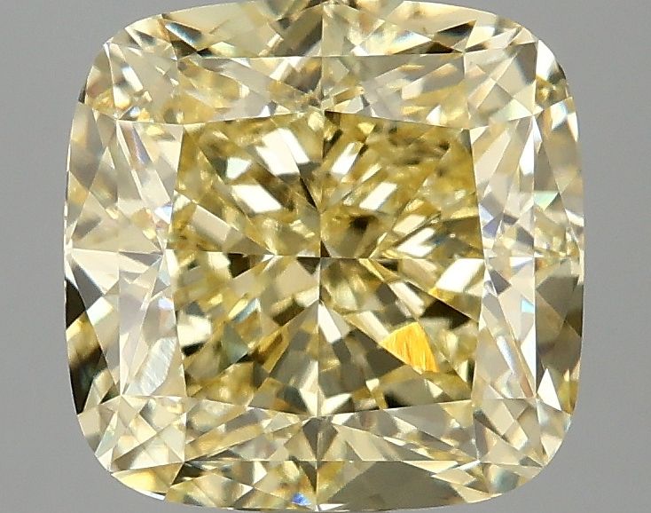 Lab-Grown Cushion Diamond - 4.05 Carats, Fancy Intense Yellow Color, VS1 Clarity - Certified by IGI - Report Number: LG675526666